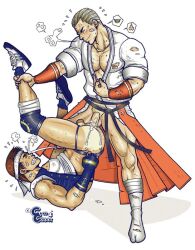 2boys ass butt cum cum_in_ass cumshot eoxxx erect erect_penis erection gay geese_howard jockstrap king_of_fighters male male_only pubic_hair shingo_yabuki simple_background snk tagme tanline video_games white_background yaoi