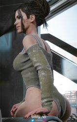 1girls 3d ass big_ass bodysuit cd_projekt_red cyberpunk_2077 female female_only goldy_3d legs no_panties oiled panam_palmer pose posing shiny shiny_skin smile smiling smiling_at_viewer solo suit thick_thighs