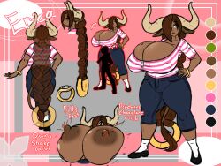 braided_hair character_sheet cowgirl erica_(gokusenpai) gokusenpai horns lactation long_hair tagme tall_female