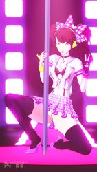 1girls 3d atlus breasts dioxnath female female_only kujikawa_rise light-skinned_female persona persona_4 persona_4:_dancing_all_night pussy stripper_pole v yellow_eyes