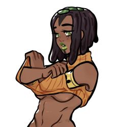 1girls breasts chloesimagination dark-skinned_female dark_skin dreadlocks ermes_costello female female_focus female_only jojo's_bizarre_adventure solo solo_female stone_ocean undressing