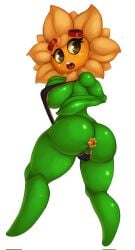 :o anthro anthrofied ass azura_inalis azurajayfox blobslimey blush breasts buttplug electronic_arts female female_only flora_fauna large_ass large_breasts looking_back plant plant_girl plant_humanoid plantie plants_vs_zombies plants_vs_zombies:_heroes popcap_games sadflowerhappy sling_bikini solar_flare_(pvz) sunflower sunflower_(pvz) tagme thick_thighs