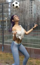 1girls 3d clothed clothing cr1sp depth_of_field female female_only kresta_(cr1sp) original original_character outdoor outdoors outside pinup rain raining slushe_(website) small_breasts solo solo_female standing wet wet_body wet_clothes wet_clothing wet_hair wet_shirt wet_skin