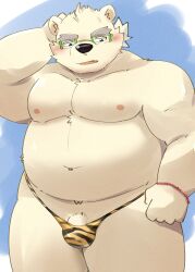 2022 absurd_res anthro belly black_nose blush bulge clothing genitals hi_res humanoid_genitalia humanoid_hands humanoid_penis kemono leib_(tokyo_afterschool_summoners) lifewonders male mammal moobs navel nipples overweight overweight_male penis polar_bear setsubun solo tokyo_afterschool_summoners underwear ursid ursine video_games white_body zuboboz