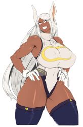 1girls big_breasts breasts bunny_ears edit exabyte eye_contact female gloves hand_on_hip huge_breasts leotard long_hair looking_at_viewer miruko my_hero_academia parallax05 rumi_usagiyama solo standing voluptuous wide_hips