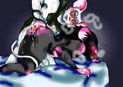 2016 ace_(air_bound) air_bound anthro ass bed black_body blush bodily_fluids closed_eyes cum duo eyewear fingering furniture gamba_no_bouken_(series) genital_fluids glasses grayson_(air_bound) humanoid_hands male male/male mammal mouse murid murine pink_nose pixiv_id_1806579 rodent sweat tears white_body