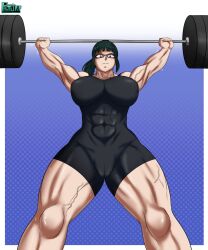 1girls abs big_breasts clothed huge_breasts jujutsu_kaisen muscular_female psychostuff solo solo_female tagme thick_thighs veins weightlifting workout_clothes zenin_maki