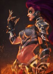 1girls abs armor bare_midriff big_breasts busty cleft_of_venus curvaceous curvy curvy_body curvy_female curvy_figure curvy_hips darksiders darksiders_3 female female_only fit fit_female fury_(darksiders) glowing_eyes hourglass_figure inner_sideboob large_breasts markings midriff mostly_clothed nephilim sideboob sole_female solo solo_focus tagme tattoo tattoos toned toned_female voluptuous white_eyes