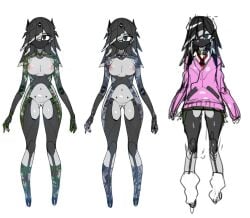 bangs breasts breasts_out character_sheet female_only grey_body grey_skin leg_warmers mask minkye nipples oc original original_character pink_nipples pink_sweater pussy robot robot_girl robot_humanoid robot_joints shiny shiny_breasts shiny_skin shiny_thighs sigma_(minkye) surgical_mask sweater vagina