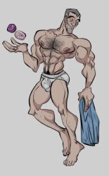 balls big_balls big_penis blizzard_entertainment bulge flaccid hairy levitating_object male male_only muscles muscular overwatch penis sigma_(overwatch) soap solo solo_male throatpussy towel underwear underwear_only