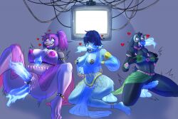 anal anal_sex anthro blue_hair blue_skin bondage bracelet breasts clitoris_piercing collar corruption deltarune double_penetration earrings eye_roll fellatio female female_protagonist femsub genderbent happy_trance harem_outfit hat heart huge_breasts kneeling kris_(deltarune) kris_female_(deltarune) large_breasts lipstick long_hair makeup mind_control multiple_girls multiple_subs navel_piercing oral oral_sex paizuri purple_hair ralsei rule_63 sex susie_(deltarune) tech_control tomatson vaginal