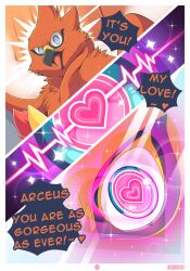 <3_eyes ambiguous_gender ari_the_talonflame avian beak blue_eyes braixen canid canine cheek_tuft chest_tuft comic dialogue duo ellie_the_braixen english_text facial_tuft feathers feral fur heart hi_res inner_ear_fluff looking_at_viewer mammal nikkibunn nintendo open_mouth orange_body orange_feathers page_27 pokémon_(species) pokemon pokemon_(species) red_body red_fur shaded sparkles speech_bubble talonflame text tongue tuft video_games yellow_body yellow_fur