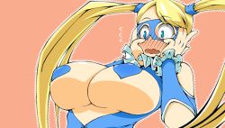 animated bare_shoulders blonde_hair blue_eyes blue_pasties blush breast_expansion embarrassed eyebrows_visible_through_hair female female_focus female_only heart_pasties human human_female human_focus human_only humanoid pasties rainbow_mika snk solo solo_female solo_focus street_fighter tagme