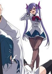 1futa 1girls :d absurdres aizawa_kazuha arm_behind_back arms_up assault_lily assertive_female black_legwear blank_censor blue_hair blue_skirt bound bound_wrists bow bowtie breasts brown_legwear buttons censored clothed clothed_sex clothing commentary_request cum cum_on_clothes cum_on_feet duo erection facing_away female femdom footjob frilled_skirt frills from_below fully_clothed futa_with_female futanari futasub hair_between_eyes hair_flip hair_ornament hair_ribbon hairclip hand_up herensuge_girls_academy_school_uniform highres human intersex jacket knees_up leg_up light-skinned_female light-skinned_futanari light_blush light_skin long_hair long_sleeves looking_at_another looking_down lying matsumura_fuuka medium_breasts miniskirt mostly_clothed mototenn multiple_girls naughty_face no_shoes on_back open_mouth panties panties_under_pantyhose pantyhose penis pink_eyes pink_ribbon purple_hair red_bow red_bowtie restrained ribbon school_uniform short_hair sidelocks simple_background skirt smile spread_legs standing sweat tassel thighhighs twintails underwear upskirt very_long_hair white_background white_jacket white_panties