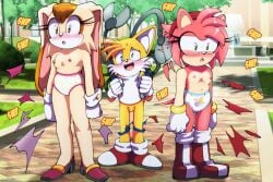 amy_rose anthro breasts canid canine clothing euf-dreamer eulipotyphlan female fox genitals group hair hair_trimming hedgehog hi_res male mammal panties penis personal_grooming print_clothing print_panties print_underwear sega small_penis sonic_(series) sonic_the_hedgehog_(series) styling_hair tails trimming_(grooming) underwear vanilla_the_rabbit wardrobe_malfunction