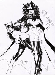 2girls amorim ass batman_(series) batwoman catwoman dc_comics female female_only kate_kane multiple_girls selina_kyle spanking violence yuri