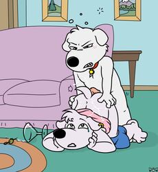 2boys brian_griffin collar cum cum_on_ass cum_on_back cum_on_body drunk ear_piercing earrings edit family_guy incest jasper_(family_guy) male nanimoose penis tears vodka wine_glass yaoi