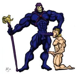 2boys abs blonde_hair blue_balls blue_skin cheek_bulge deep_blowjob erect_nipples erection face_fucking facefuck forced_fellatio gay harness he_man holding_head holding_penis hood imminent_deepthroat jerking kneeling/standing male male_only masters_of_the_universe mouthful multiple_males multiple_penises muscles nude oral oral_rape oral_sex pecs penis_size_difference red_eyes skeletor skull_face staff tagme throat_fuck veiny_muscles veiny_penis yaoi