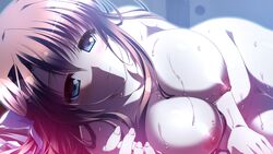 blush breasts brown_hair censored close game_cg long_hair minori natsuzora_no_perseus nipples nude sawatari_touka wet yuzuna_hiyo