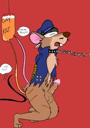 anthro balls barefoot basil_(disney) blindfold bottomless chain clothes collar disney gay_rat hat male male_only mammal mouse penis rodent side_view solo tagme tan_fur the_great_mouse_detective uncensored whip