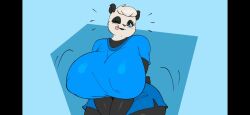 anthro bear big_breasts breasts clothed clothing female fur furry furry_only giant_panda hi_res huge_breasts joaoppereiraus large_breasts panda solo sueli_(joaoppereiraus) tagme