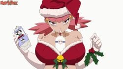 1girls animated artist_name bare_shoulders breasts christmas christmas_bikini christmas_hat christmas_outfit cleavage drinking_milk ethan_(pokemon) female female_focus female_only gloves human human_only large_breasts looking_at_viewer markbox milk milk_bottle miltank mistletoe moomoo_milk pokemon pokemon_gsc santa_hat solo solo_female solo_focus straw white_gloves whitney_(pokemon)