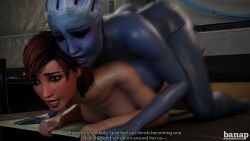 1futa 1girl1futa 1girls 3d alien alien/human alien_futanari asari asari_futanari athletic_female athletic_futanari banap black_eyes blender blender_(software) comic comic_page commander_shepard dialogue doggy_style english english_text female femshep futanari human interspecies liara_t'soni mass_effect no_nut_november text