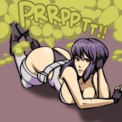 ass big_breasts breasts fart fart_cloud fart_fetish farting female lolotron6 purple_hair red_eyes solo