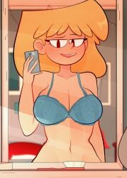 arkeus blonde_female bra breasts high_resolution lori_loud medium_hair only_female selfie smile solo_female the_loud_house