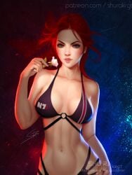 bikini brown_eyes commander_shepard femshep flower high_resolution highres jane_shepard mass_effect red_hair shurakrgt