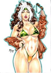 1girls 2022 2d 2d_(artwork) anna_marie ass big_ass big_breasts big_butt bikini breasts brown_hair bubble_ass bubble_butt busty curvy cute drawn ed_benes_studio eye_contact female female_only fred_benes glasses green_eyes huge_ass huge_breasts jacket large_breasts lips lipstick marvel marvel_comics mini_bikini multicolored_hair open_mouth pinup pov_eye_contact rogue_(x-men) sensual solo superheroine swimsuit thick thick_ass thick_thighs white_hair wide_hips x-men