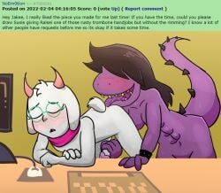 abs big_tongue blushing deltarune dinossaur femdom furry handjob interspecies jakee licking_ass masturbating ralsei request rule_34_comment rusty_trombone scalie susie_(deltarune) toby_fox trombone_handjob undertale_(series)