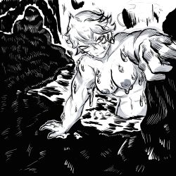 abs black_and_white black_clover lava mereoleona_vermillion muscle muscles