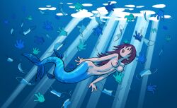 au_(artist) boli-blog breasts environment mermaid nipples underwater