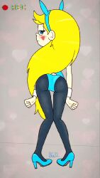 animated ass_shake bandgeek32 blonde_hair blush bunnysuit butt_shake pantyhose playboy_bunny skinny skinny_girl slim star_butterfly star_vs_the_forces_of_evil twerking