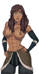 1girls 2d abs angry avatar_legends bend_or_break blue_eyes brown_hair clothing dark-skinned_female dark_skin female female_only game_cg korra large_breasts looking_at_viewer muscular muscular_female nickelodeon partially_clothed ponytail solo straight_hair sunsetriders7 the_avatar the_legend_of_korra water_tribe