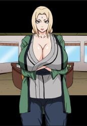 1girls blonde_hair brown_eyes cleavage female female_only forehead_jewel fully_clothed naruho naruto naruto_(classic) naruto_(series) naruto_shippuden solo tsunade