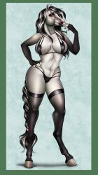 absurd_res anthro bikini equid equine female hi_res horse mammal marwari morrigan_the_marwari solo swimwear