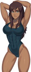 1girls 2d abs angry avatar_legends bend_or_break blue_eyes brown_hair dark-skinned_female dark_skin female female_only fit fit_female game_cg korra large_breasts looking_at_viewer muscular muscular_female nickelodeon one-piece_swimsuit ponytail solo straight_hair sunsetriders7 swimsuit swimwear the_avatar the_legend_of_korra water_tribe