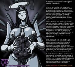 1girls 2d bondage encasement english_text female femdom femdom_caption machine male male/female malesub mecha_bondage neocorona penis_milking penis_milking_machine robot sexbot size_difference tagme