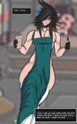 aomokoka bulge earthbound femboy green_apron hung_trap hyper_penis iced_latte_with_breast_milk male_only meme mother_(series) naked_apron ness ness_(aomokoka) starbucks