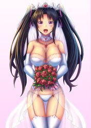 arkfield black_hair bustier commission female_only high_school_dxd large_breasts lingerie long_hair open_mouth serafall_leviathan solo stockings twintails underwear wedding_dress wedding_lingerie