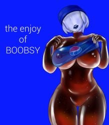 ass ass_vs_breasts big_ass big_breasts blue_background blue_lips breasts breasts_bigger_than_ass divine_wine drink female huge_breasts looking_at_viewer looking_back looking_pleasured navel nipples pepsi pepsiwoman personification pubes short_hair simple_background solo tagme text thick_lips thick_thighs top_heavy vagina vaginal_sex vampiranhya_(artist) white_hair