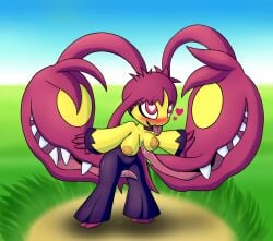 2017 ahe_gao autocunnilingus blush breasts female female_focus female_only game_freak hair_mouth hand_on_hair heart heart-shaped_pupils licking_breast licking_pussy long_tongue looking_pleasured mawile mega_evolution mega_mawile nintendo nipples open_mouth open_smile pokemon pokemon_(species) pokemon_only pussy pussy_juice screwroot self_lick shiny_pokemon simple_background tongue tongue_out yellow_skin