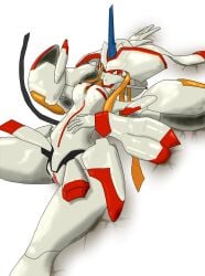 1girls bent_over boobs breasts darling_in_the_franxx female female_only medium_breasts pussy red_eyes red_pussy robot robot_girl robot_humanoid solo solo_female strelizia tits vagina white_body