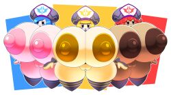 3girls blue_hair dark_skin female female_only flamberge_(kirby) francisca_(kirby) hat hyper_breasts kirby_(series) kirby_star_allies metaskei multiple_girls nintendo pussy red_hair shortstack the_three_mage_sisters thighhighs yellow_hair yellow_skin zan_partizanne