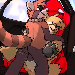 ailurid anthro ass backseat balls black_nose bodily_fluids brown_body brown_fur canid canine canis car curved_tail dark_pawpads digital_media_(artwork) domestic_dog duo eyewear facial_markings female female_penetrated fluffy fluffy_tail from_front_position fur gem genital_fluids genitals half-closed_eyes head_markings head_tuft head_turned housepets! inside_car jewelry looking_away looking_pleasured lying male male/female male_penetrating male_penetrating_female mammal markings mask_(marking) missionary_position motion_lines multicolored_body narrowed_eyes necklace nude on_back open_mouth pawpads pearl_(gem) pearl_necklace penetration pomeranian red_body red_fur red_panda sex shining_teeth sitting_on_back smile spitz spread_legs spreading sunglasses tan_body tan_fur tarot_(housepets!) teeth_showing teeth_visible todd_(housepets!) tongue trashbadger tuft vehicle webcomic webcomic_character white_body white_ears white_fur white_muzzle yellow_eyes