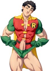 1boy arshi_al_faqueer big_balls big_penis boner cosplay dc dc_comics dilftown erect_penis erection fit huge_balls huge_cock male male_only muscular penis robin_(dc) robin_(dc)_(cosplay) schizoid smirk solo solo_male teasing teen_boy twitter_user_oc