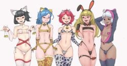 5boys 5femboys bell belly bunny_ears cat_ears cow_girl femboy fox_ears gloves male_only queenzones tagme tape thick_thighs thighhighs trap