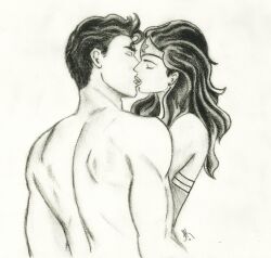 amazonian clark_kent couple dc dc_comics diana_prince female kissing kryptonian male passion romantic romantic_couple shirtless_male superman superman_(series) true_love wonder_woman wonder_woman_(series)